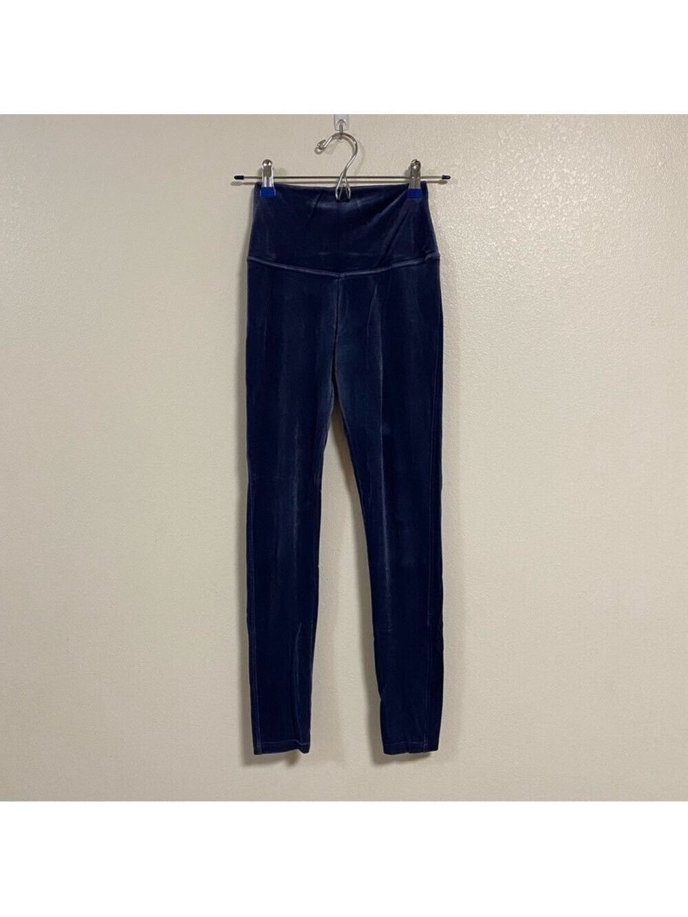 Shefit Leggings Women’s Size Medium Boss Blue Velour Velvet High Waisted Legging